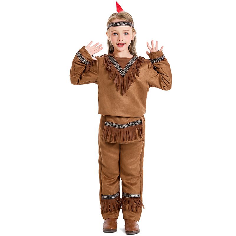 Représentations sur scène d'Halloween pour garçons, costumes, enfants, chefs amérindiens masculins, costumes_voghion.com
