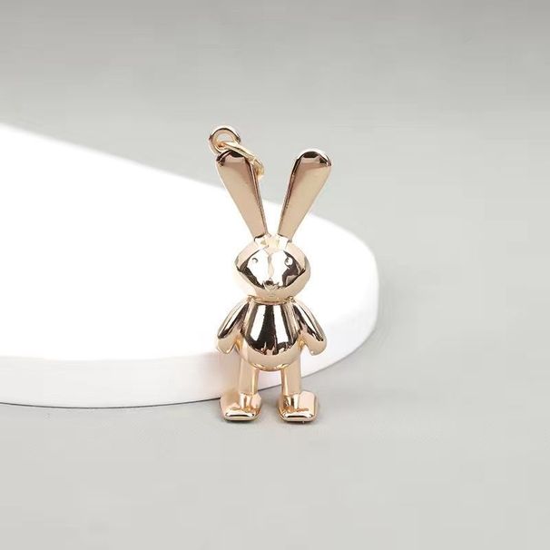 Portachiavi per auto a forma di coniglietto, con ciondolo tridimensionale, in pelle di mucca, per coppia, da indossare su una borsa._voghion.com