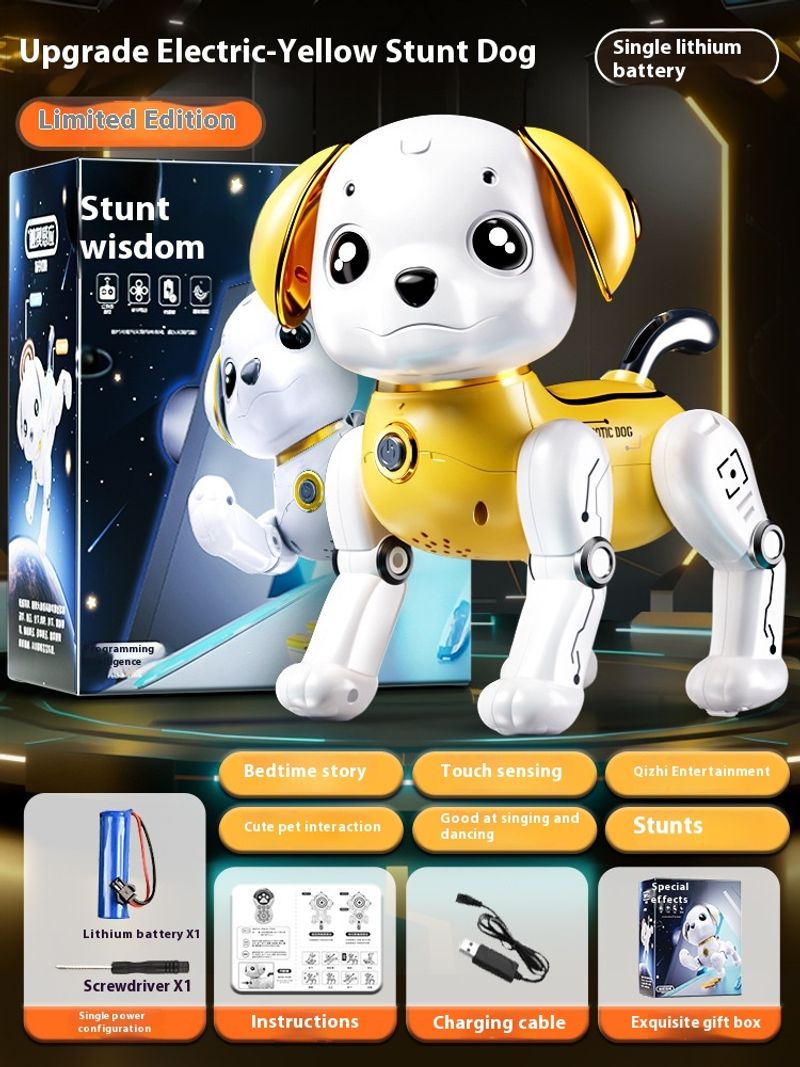 Children's Remote-controlled Pet Stunt Electric Induction Music Dance Intelligent Robot Dog Birthday Gift_voghion.com