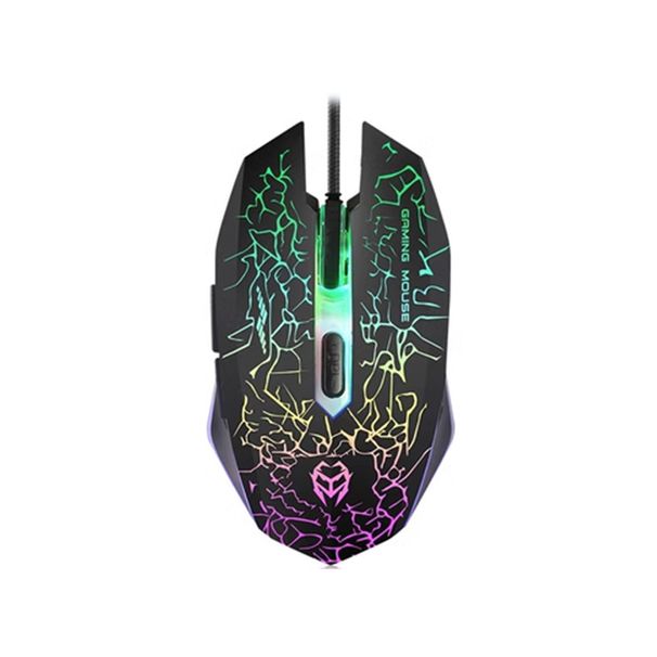 Mouse da gioco con cavo USB, illuminazione RGB, mouse ottico ergonomico per PC portatile con 6 pulsanti e DPI regolabile (design craquelé nero/bianco)_voghion.com