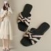 Women's Flat Retro Slide Sandals - Braided Summer Beach Flip Flops (Casual & Comfortable)_voghion.com
