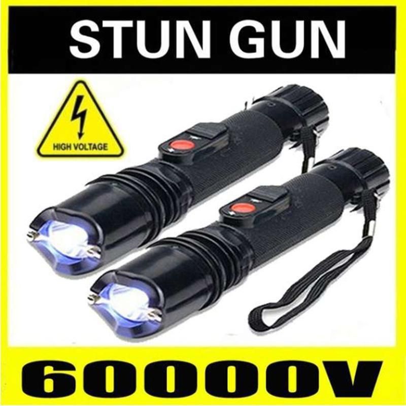 1 STUKS Stun Gun LED Zaklamp Stun Gun Zelfverdediging Verdedig jezelf Oplaadbare Elektrische ShockTazer Zaklamp_voghion.com