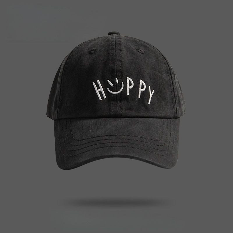 Simple Smiley Face Embroidered Parent Child Hat Showing Face Small Soft Top Duckbill Cap For Women Versatile Couple Fashion Baseball Cap_voghion.com