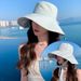 Cappelli da donna coreani con lacci, cappelli estivi reversibili a tesa larga per esterni, cappelli da pescatore con protezione solare per il viso_voghion.com