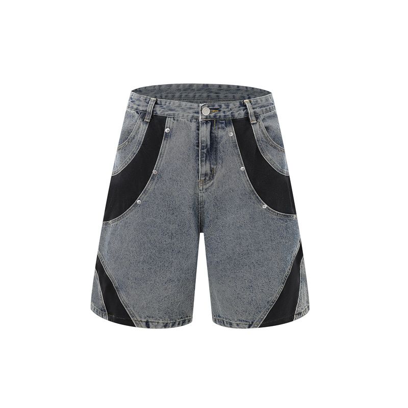 Costum de blugi cu mânecă scurtă, stil retro pentru bărbați, stil casual, stil denim, stil retro, stil de îmbrăcăminte_voghion.com
