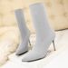 608-5 High Thin Heel Pointed Naked Solid Color Slim Fit Skinny Knitted Short Elastic Socks Boots_voghion.com