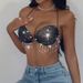 Rete da pesca da donna, bretelle con strass, top American Spicy Girl, gilet elastico sexy, top con bretelle_voghion.com