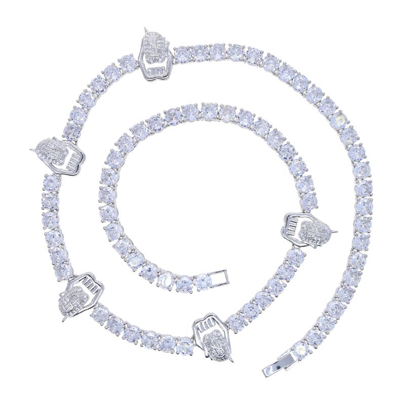 Heren- en damessieraden Schedel, lippen en tong, tennisketting, modieuze zirkoon tennisketting_voghion.com