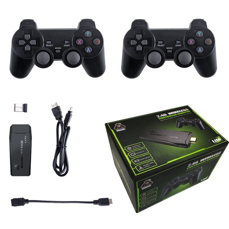 Video 64G Built-in 10000 Games Retro handheld Console Wireless Controller Game Stick For PS1/GBA Kid Xmas Gift_voghion.com