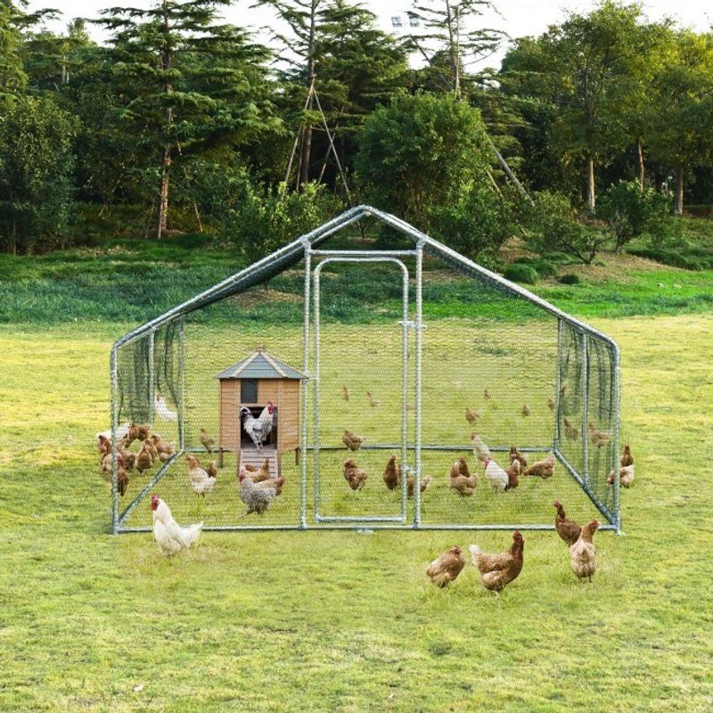 Large Walk in Shade Cage Chicken Coop with Roof Cover_voghion.com