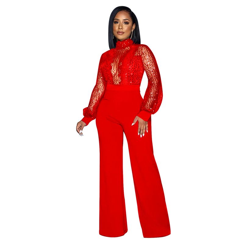 Női üreges átlátszó hosszú ujjú nadrág fűzős jumpsuit divat_voghion.com
