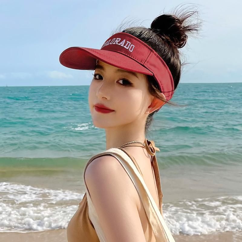 Hochwertiger Sommer-Sonnenschutz-Entenschnabelhut mit offenem Oberteil für Damen, Internet-Promi, Sport-Sonnenhut mit Gesichtsschutz ohne Oberteil_voghion.com