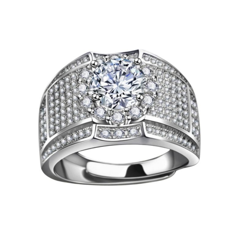 Group Set With Full Diamond Men's Luxury Silver Ring_voghion.com