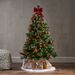 4.5 Ft Glitter Bristle Mixed Hinged Tree With Red Berry And Pine Cones And 200 Lights, 407 Branch Tips_voghion.com