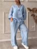 Women's Clothing Fashion Comfortable Loose Tops Wide Leg Pants Casual Cotton Linen Suit_voghion.com
