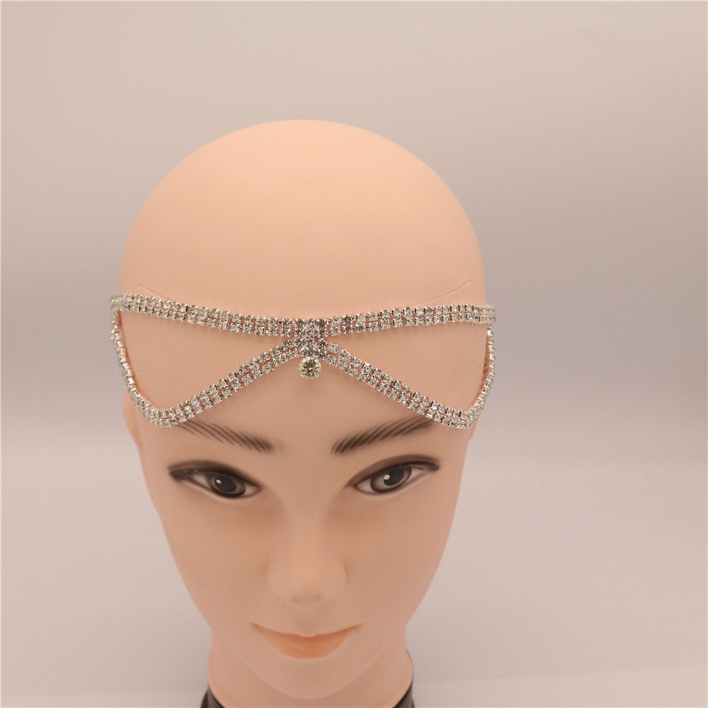 Decorazione in cristallo, catena centrale per sopracciglia, corda elastica per sposa, fascia per capelli con gocce d'acqua, accessorio per la fronte bohémien_voghion.com
