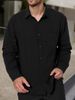 Men's Clothing Versatile Shirt Fashion Cotton Casual Loose Fit Cotton Shirt With Pocket, Solid Color Long Sleeve Button Down Shirt For Everyday Wear_voghion.com