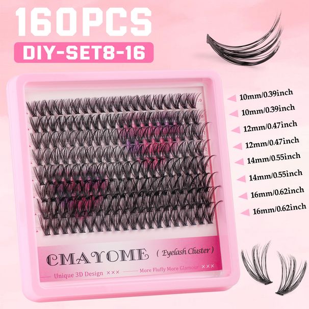 Pestañas postizas segmentadas de un solo grupo (DIY), 160 grupos, 10 pestañas de 16 mm, curvatura Dd_voghion.com