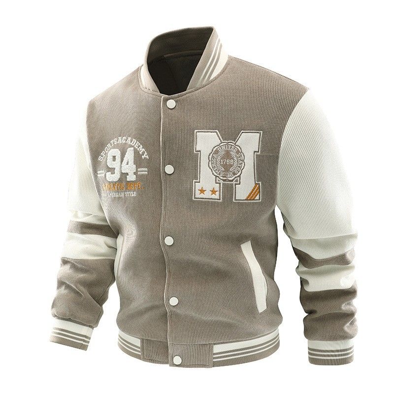 Herrenbekleidung 2024 Baumwoll-Strick-Cord-Mode-Baseballjacke für Jungen im BF-Stil Grenzüberschreitender Außenhandel Hochwertige Baseballjacke_voghion.com