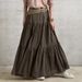 Women's ruffled casual skirt Plain skirt Vintage style pleated skirt_voghion.com