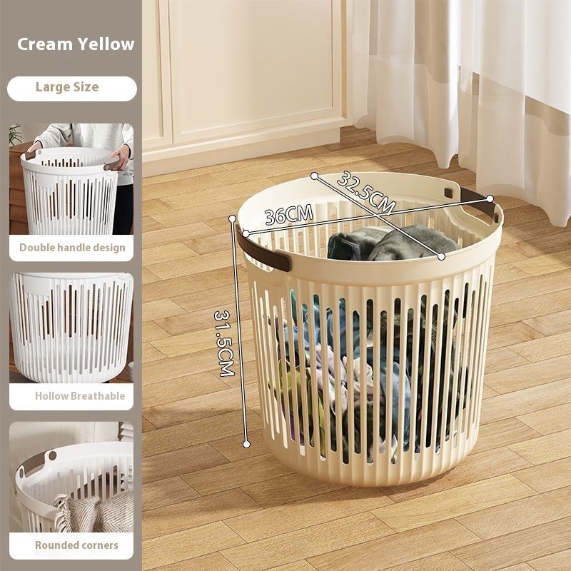 Cream Style Household Large Capacity Dormitory Laundry Hamper Bathroom Change Dirty Clothes Storage Basket_voghion.com