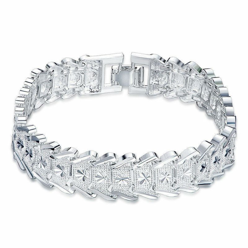 Elegantes 13 mm breites Gliederkettenarmband für Herren und Damen aus 925er Sterlingsilber #B230 für Hilfe beim Finden von Frieden, Klarheit, Liebe und Mitgefühl_voghion.com
