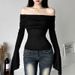 2025 Frühjahr Neue Damen Einfarbig Slim Fit Mode Off-Shoulder Sexy Backless Langarm T-Shirt_voghion.com