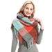 Women's Scarves new style polyester bristle long tassel plaid square scarf _voghion.com