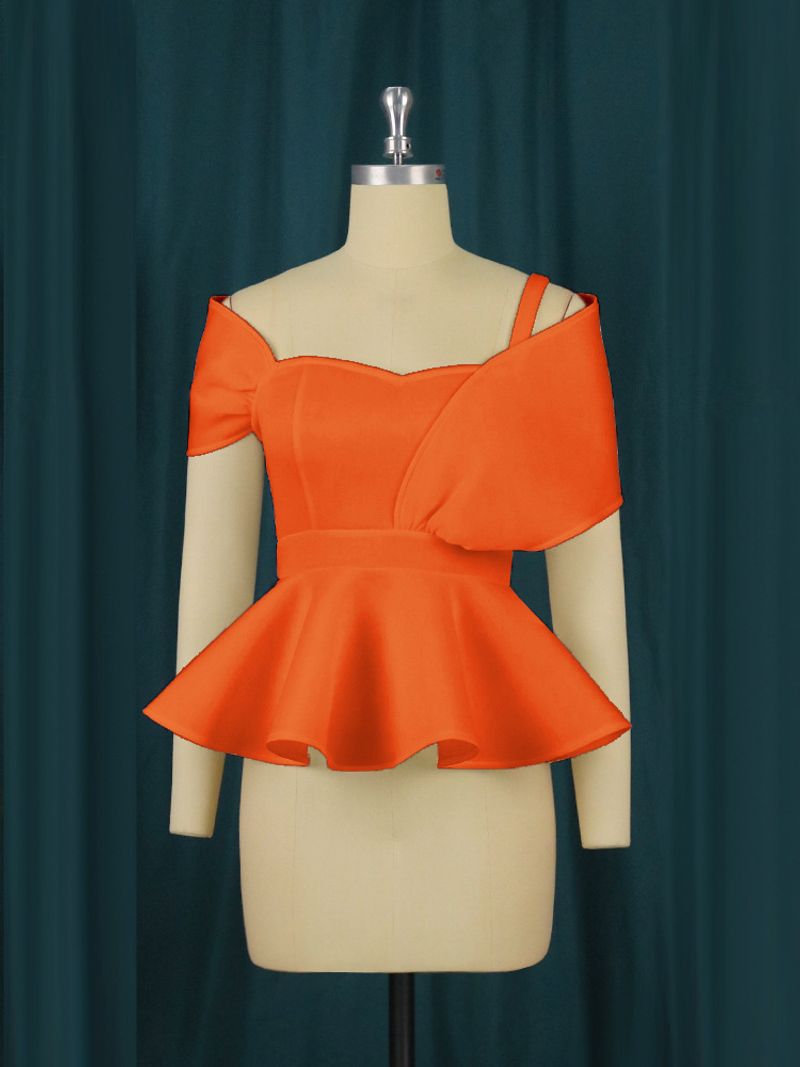 Grande taille femmes jarretelle bustier tubulaire robe manches taille haute volants fête rassemblement hauts chemise haut pour femme_voghion.com