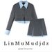 2025 Niche High-End Color-Block Two-Piece For Women Spring Autumn New French Style Streetwear Blazer And Short Skirt Set_voghion.com