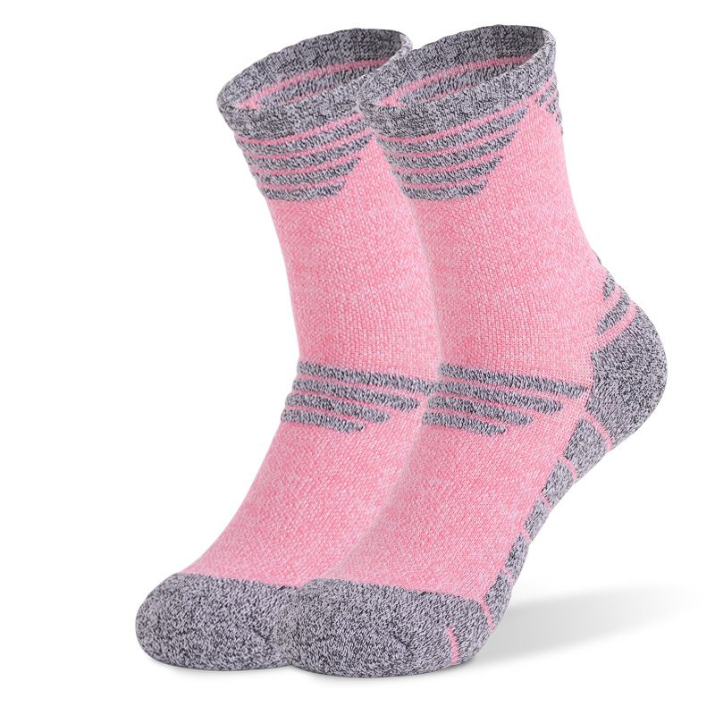 Meias esportivas de comprimento médio com absorção de suor para montanhismo ao ar livre, corrida e caminhada com fundo de toalha_voghion.com