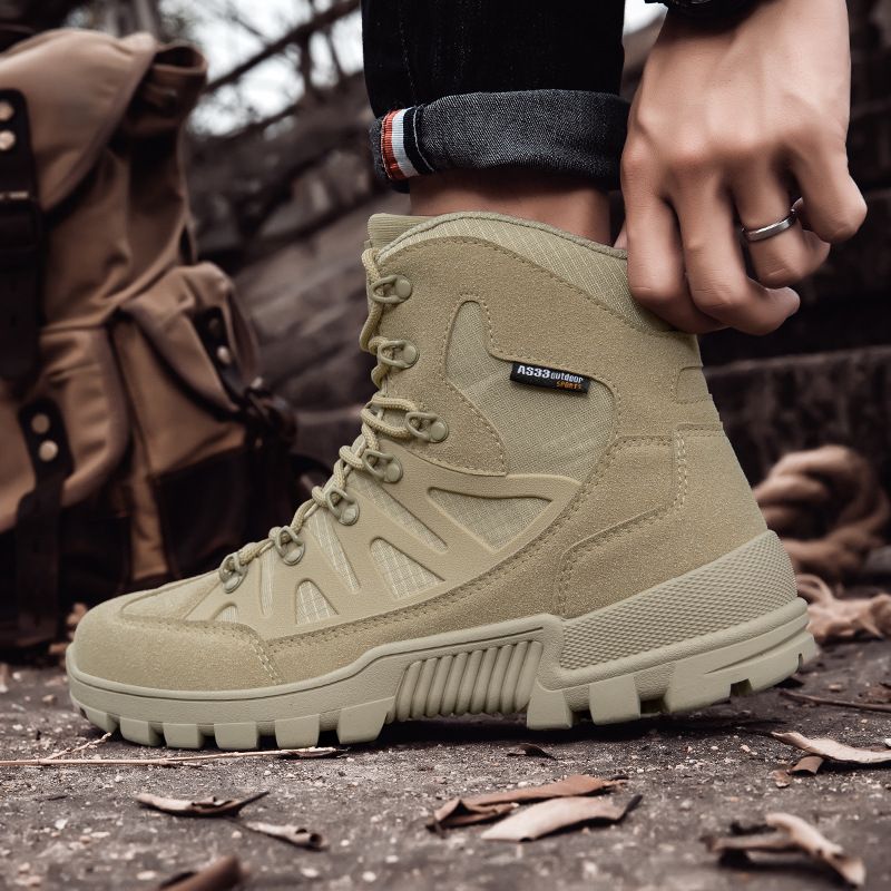 Neue, grenzüberschreitende, großformatige High-Top-Kampfstiefel für das Außenfeldtraining, taktisches Kampftraining auf dem Schlachtfeld, echte Kampfstiefel_voghion.com