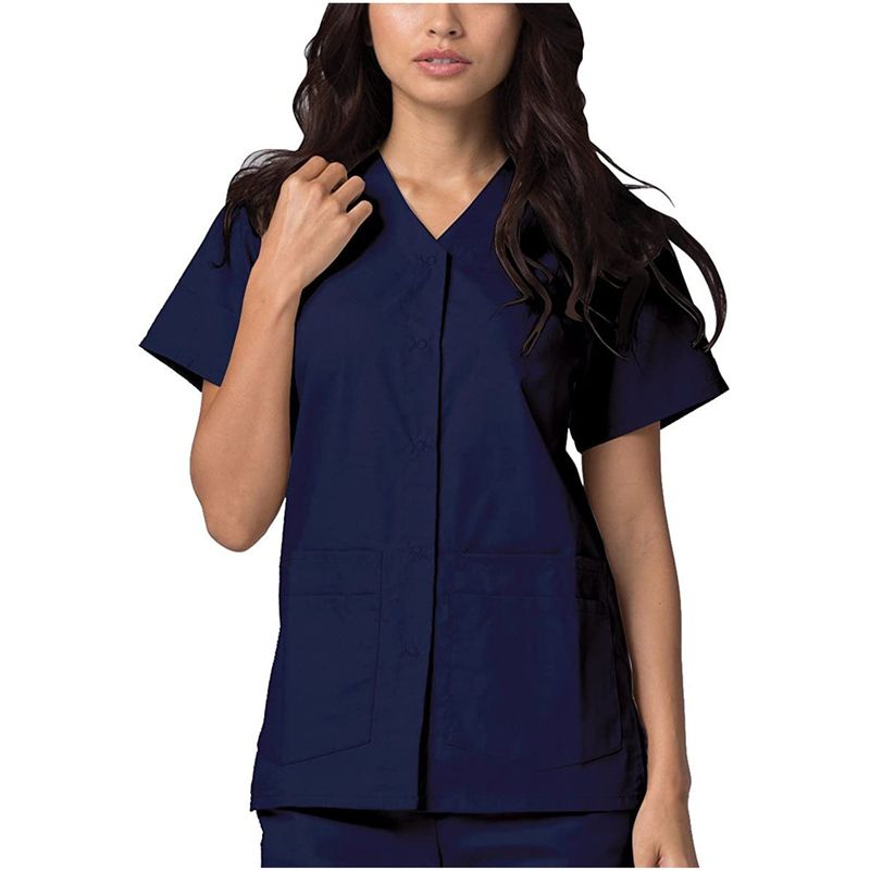 Women's Short Sleeve Nurse Uniform V Neck Solid Color Protective Clothing Nursing Uniform Top_voghion.com