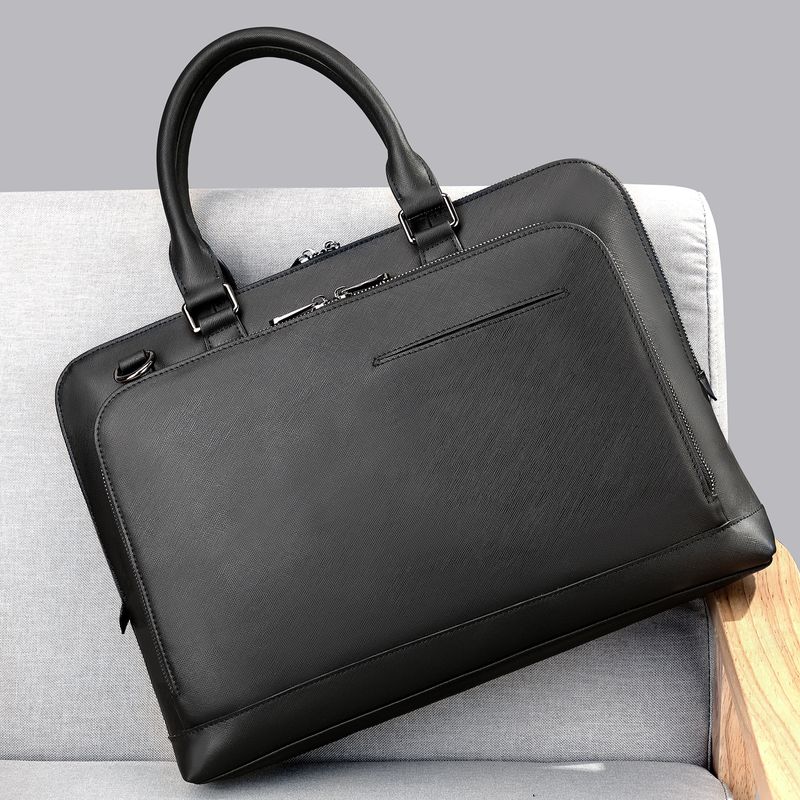 Borsa per laptop a spalla singola Marun, extra large, primo strato, in pelle bovina a grana incrociata, borsa da lavoro da uomo testurizzata_voghion.com