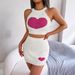 Spring Summer Casual Heart Color Block Crop Top And Bodycon Skirt Set Women's Fashion_voghion.com