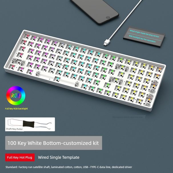 Heiji Snake Dk100rgb Keyboard Nical Kit Bluetooth Three-Mode Wireless 2.4G Wired Customized Gaming Electronic Sports_voghion.com