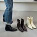 Botas cortas de tacón bajo y punta estrecha para mujer, nuevas botas de otoño_voghion.com