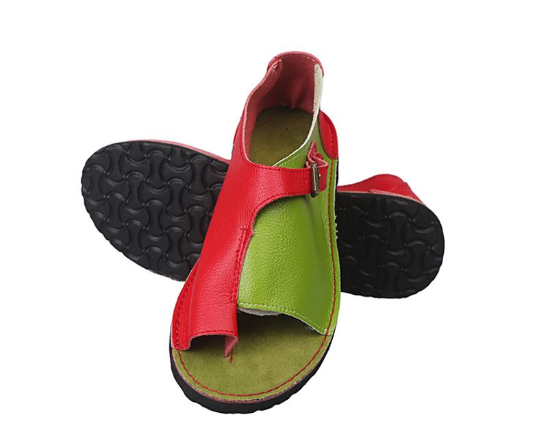 2022 Women's Large Sandals With Flat Bottom Buckle And Round Toe Cuffs_voghion.com