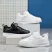 Enfants garçons noir blanc cuir quotidien baskets décontractées pour enfants 4 à 12 ans sport course Tennis chaussures pour garçon_voghion.com