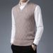 Men's Wool Blend V-Neck Sleeveless Sweater Vest - Plaid & Camouflage Pattern, Slim Fit, Casual Pullover For Autumn_voghion.com