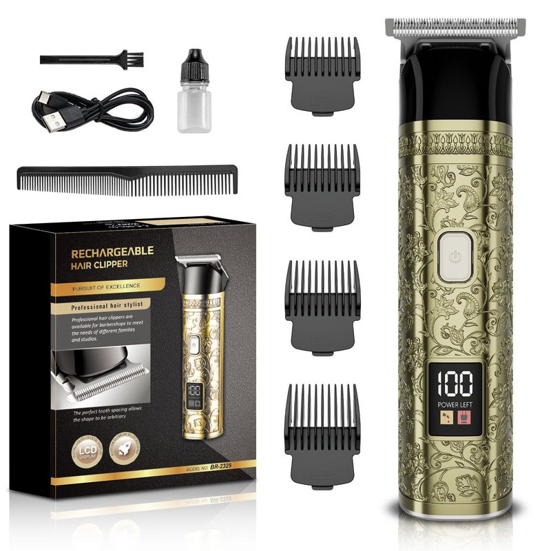 Professional Cordless Hair Clipper For Men & Women, Rechargeable Barber Trimmer With Stainless Steel Blades, 2-in-1 Hair Clipper & Whitener_voghion.com