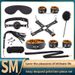 Fournitures sexuelles, accessoires SM imprimés léopard, ensemble de dix pièces de bondage, sangles de lit sexuel_voghion.com
