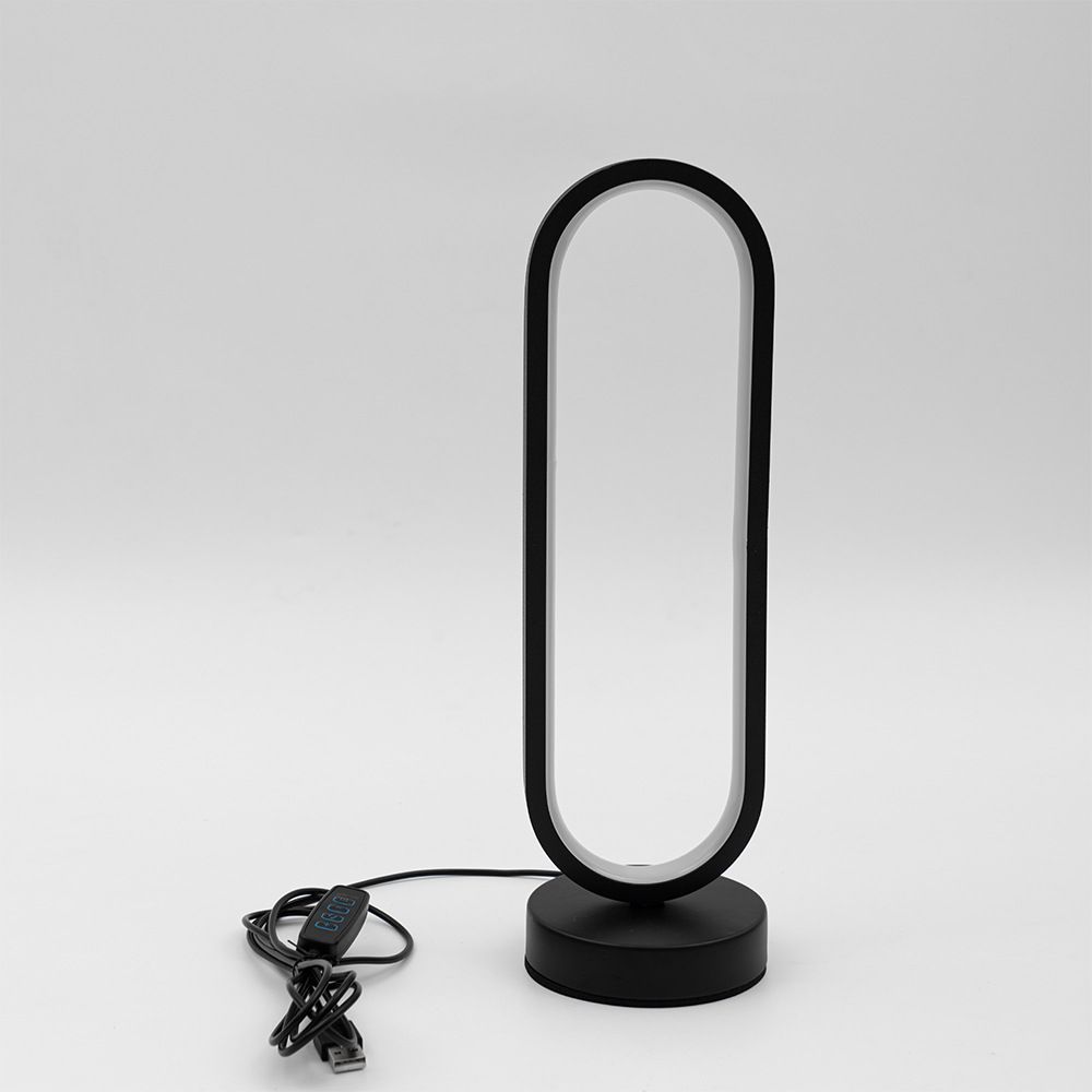 2025 new LED bedroom circular desk living room black and white USB dimming bedside lamp, small night light decoration_voghion.com