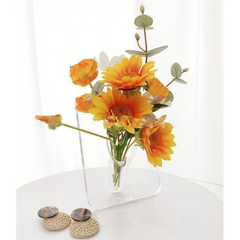 Ins Nordic Style Art Frame Glass Vase Ornament Bedroom Artificial Dining Table Decoration Hydroponic Flower Arrangement_voghion.com