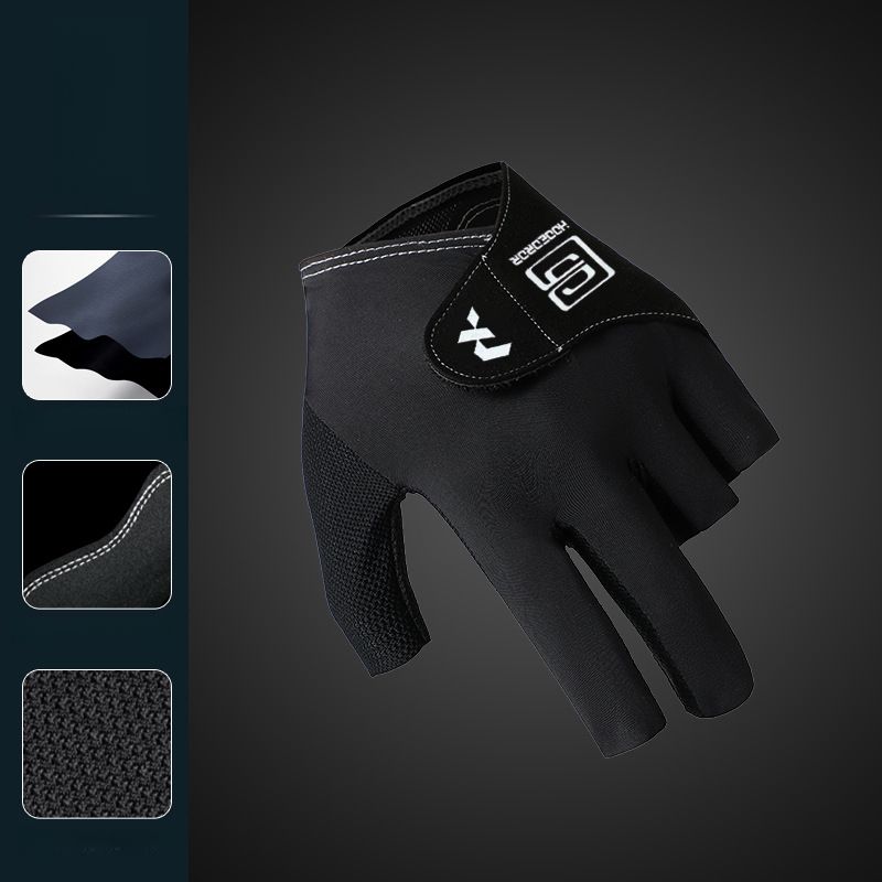 Billiard Glove Half Finger Left Hand Single Smooth Elastic Ice Silk Breathable Non-Slip Thin Hook And Loop Snooker_voghion.com