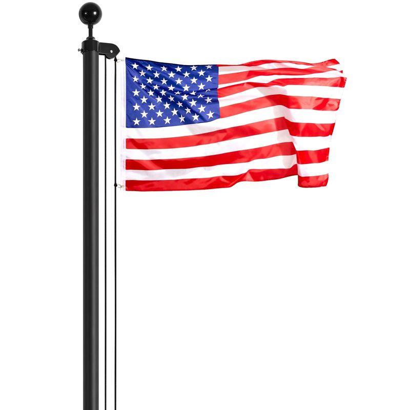VEVOR 25FT Detachable Flagpole Kit Heavy Duty Aluminum Flag Pole American Black_voghion.com