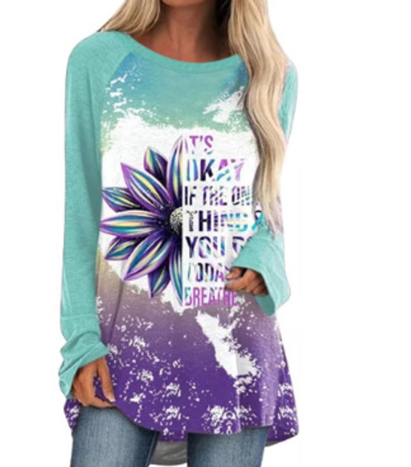 Women's Clothing summer women's simple casual raglan long sleeved T shirt butterfly animal print breathable T shirt female_voghion.com