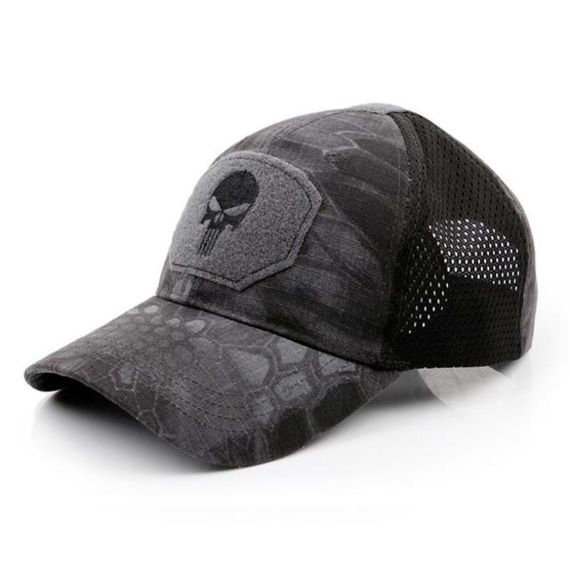 New tide cool Skull Multicam operators mesh baseball cap Men Fitted Cap Tactical Good quality Breathable outdoor sports_voghion.com