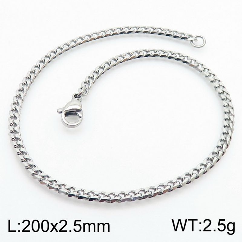 Bracciale unisex hip-hop alla moda, misure diverse, colori assortiti, in acciaio inossidabile, con catena cubana lucida a sei lati_voghion.com