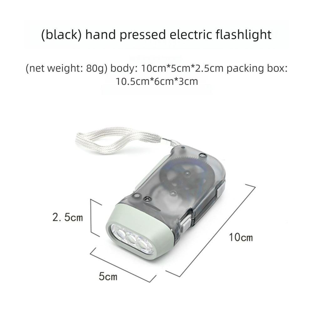 Outdoor Hand-Press Automatic Power Emergency LED 3 Lights Manual Super Bright Portable Mini Flashlight_voghion.com